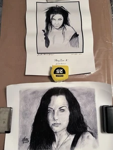 )2) Evanescence Amy Lee Singer Drawings Print Litho Matching Numbers S/N /50 ‘07 - Picture 1 of 8