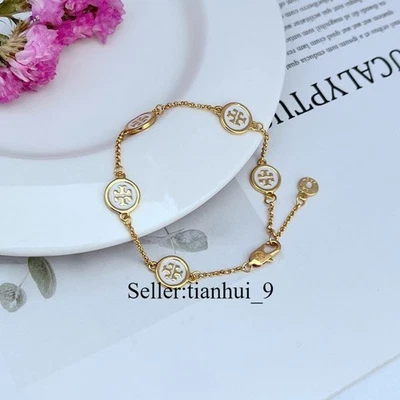 ¡Nuevo! Pulsera Tory TB Logo Círculo Blanco con Bolsa de Joyería Tamaño: 21 cm Foto 1 de 3
