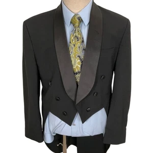 Bunnys Tuxedos Tailcoat Men 40R Black Shawl Lapel Double Breasted Formal Jacket - Picture 1 of 10