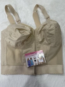 Exquisite Form 5107530 Front Close Longline Posture Bra 40 D BEIGE - Picture 1 of 11