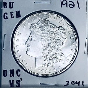 1921 BU GEM MORGAN SILVER DOLLAR UNC MS+++ U.S. MINT RARE COIN 3041 - Foto 1 di 3