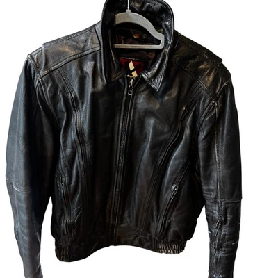 Chaqueta de cuero para moto Xpert talla grande en negro Foto 1 de 4