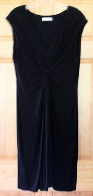 Calvin Klein черный платье v-образным вырезом узел собранными в Рюш средний эластичной Джерси оболочка размер 14 - Изображение 1 из 4