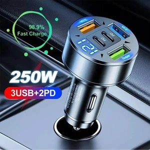 40W 5 Ports Car Charger Fast Charging PD QC 3.0 USB I3O4 D9K9 Charger U3A9 S8R5 - Picture 1 of 14