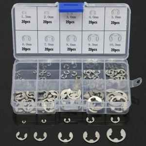 200Stk E / C Clips Sicherungsring Sortiment Set Seegering Sprengring 1.5MM -10MM - Bild 1 von 9