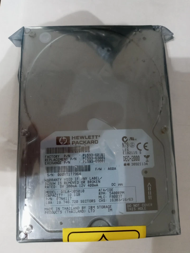 HP P1593-63001 IBM DTLA-305010 10GB 07N4117 HDD 3.5" Ide Pata Eide Hard Disk - Image 1 of 4