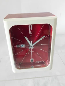 Vintage Rhythm 3HA001 Atomic Space Age Alarm Clock Japan In Red - Picture 1 of 11