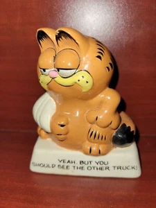 Vintage Enesco Garfield Ceramic Figure Injured By Other Truck Figurine 1978 UFS - Picture 1 of 3