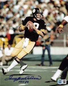 Terry Bradshaw signed Pittsburgh Steelers 8x10 photo W/ HOF #9 Beckett Witnessed - Picture 1 of 1