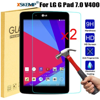 2Pcs For LG G Pad 7.0 V400 V410 Tempered Glass HD Screen Protector Guard Cover - Image 1 of 4
