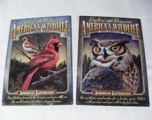 American Expedition Wildlife THE NORTHERN CARDINAL Tin Cabin Sign 12" X 17" - Bild 1 von 10