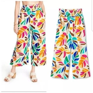 NUEVO Pantalones Culotte Tabitha Marrón Target XS Pierna Ancha Tropical Colorido Resort - Imagen 1 de 12