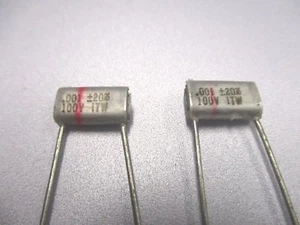 .001 uF 100 Volt Polystyrene Capacitor (NOS, New Old Stock)(QTY 20 ea)P511 - Picture 1 of 4