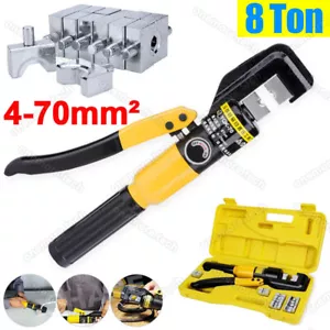 8 Ton Hydraulic Terminal Crimper Wire Cable Lugs Crimping Tool Kit 9 Dies 4-70mm - Picture 1 of 9