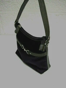 Etienne Aigner Black Logo Fabric with Black Trim Two-Compartment Handbag - Picture 1 of 10