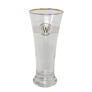Vintage Whistler Brewing Co Beer Pilsner Glass Gold Rim 8" Tall Canada - Picture 1 of 3