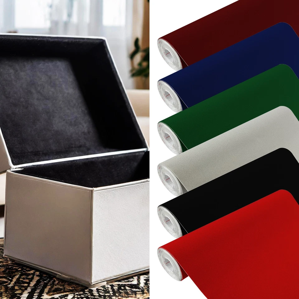 DECOMEISTER Lámina adhesiva lámina flocada terciopelo alcantara autoadhesiva terciopelo negro gris