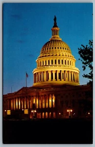 Postcard Washington DC c1960s United States Capitol Building At Night Rotunda - Picture 1 of 2