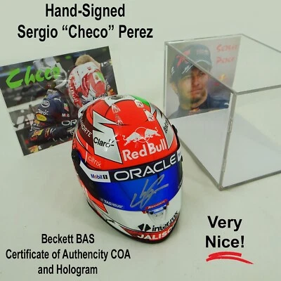 Sergio Perez Signed 2023 F1 Austrian GP 1/2 Scale Mini Helmet in Case w/BAS COA - Image 1 of 4
