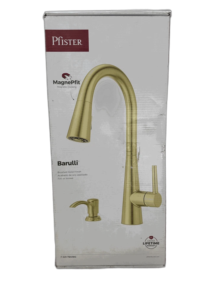 Pfister Barulli Pull Down Kitchen Faucet w/ Soap Dispenser in Brushed Gold - Image 1 of 1