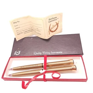 Garland Vintage Pen And Mechanical Pencil Set Gold Colored With Gold Trim - Picture 1 of 7
