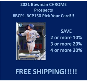 2021 Bowman Prospects CHROM #BCP1-BCP150 Sie wählen Vervollständigen Sie Ihr Set!!! - Bild 1 von 82