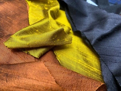 silk ribbon 1.5" hand dyed raw edges on the bias 1yd made in USA - Image 1 of 3