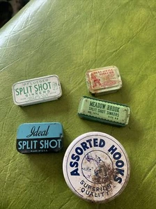 Vintage Pflueger Ideal H-I Meadow Brooks Fish Hooks Little Sinkers Fishing Tins - Picture 1 of 7