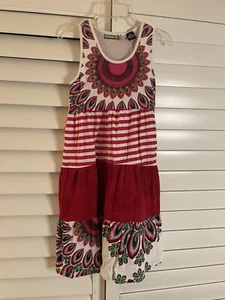 Desigual Girls Colorful Bright Pink/Red Pattern Dress, Size 13/14 - Picture 1 of 6