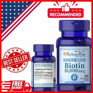 Puritan's Pride Premium Ultra Mega Biotin 10,000mcg, Dietary Supplement for Heal - Picture 1 of 24