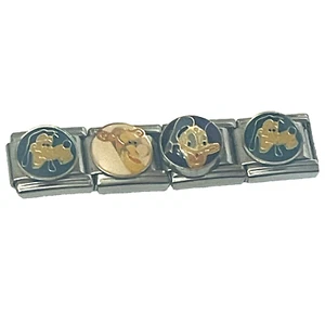 Italian Charm 9mm Disney Lot 4 Links Stainless Steel Donald Goofy Tigger Cartoon - Picture 1 of 8