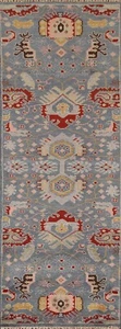 Runner Rug 3x8 ft.Floral Gray Heriz Serapi Indian Hand-Knotted Hallway Wool Rug - Picture 1 of 12