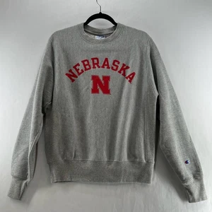 Champion Nebraska Cornhuskers Sweatshirt Men's Size Small Crewneck Pullover Gray - Picture 1 of 13