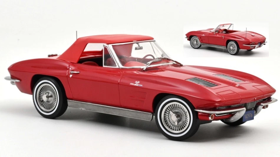 Norev CHEVROLET CORVETTE STINGRAY CABRIOLET 1963 RIVERSIDE RED 1:18 - Immagine 1 di 1