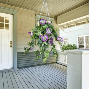 Allstate 20" Purple Petunia UV Protected Artificial Hanging Floral Bush - Picture 1 of 7
