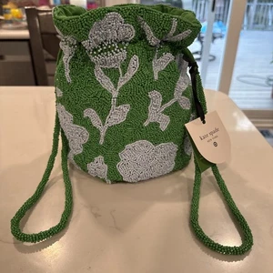 Kate Spade NY x Target Beaded Classic Rose Drawstring Bucket Bag  Blue/Green NWT - Picture 1 of 9