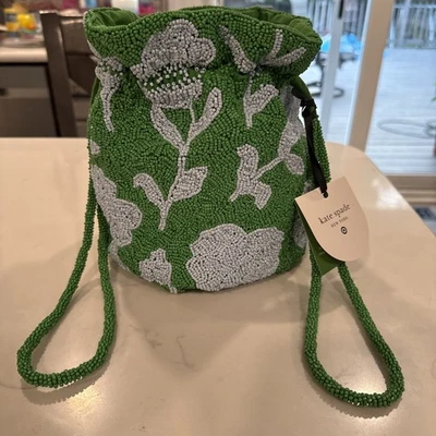 Bolso Cubo Kate Spade NY x Target Clásico Rosa con Cuentas Cordón Azul/Verde Nuevo con Etiquetas Foto 1 de 4