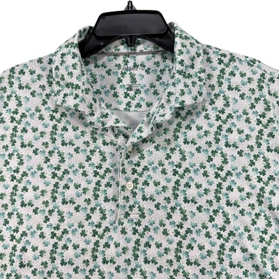 Camisa Polo de Golf Johnnie O Para Hombre XL Verde Blanco Trébol Estampado de Trébol Rendimiento Foto 1 de 4
