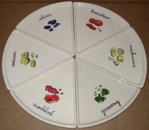 Juego de (6) Plato de cuña I Godinger de cerámica 3D en relieve de 20" para tarta de pizza - Imagen 1 de 9