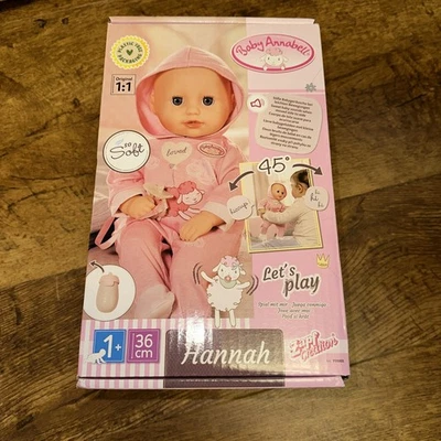 Baby Annabell Hannah Let's Play Baby Doll with 5 Functions Soft Fabric Body Zapf - Image 1 of 4