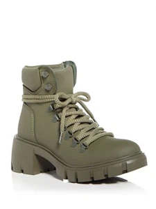 AQUA Womens Green 1" Platform Padded Reign Round Toe Block Heel Combat Boots 6 M - Picture 1 of 8
