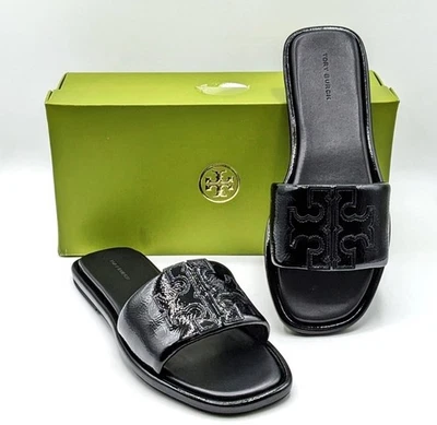 Tory Burch INES DIAPOSITIVA PLANA (Negro Perfecto) Talla 5 Foto 1 de 4
