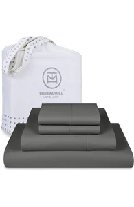 Threadmill Luxury 1200 Thread Count Supima Cotton Sheets, King Size, 4 Pc Dar... - Picture 1 of 9