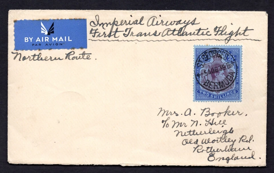 UK BERMUDA 1939 IMPERIAL AIRWAYS FIRST TRANSATLANTIC FLIGHT NORTHERN ROUTE - Image 1 of 2