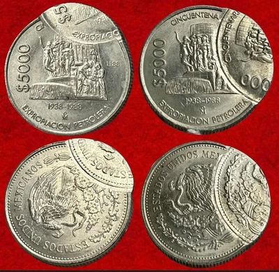 MEXICO 1988 5000 PESOS double  StrucK ERROR Nationalization of Oil  LOT TWO - Imagem 1 de 4