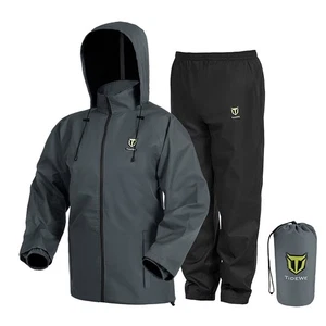 TIDEWE Rain Suit Waterproof Breathable Lightweight Rainwear Gray Size M - Picture 1 of 6