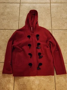 COLDWATER CREEK ROTER WOLLMANTEL MIT KNEBELVERSCHLUSS GRÖSSE MEDIUM MIT KAPUZE - Bild 1 von 4