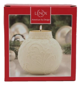 Lenox Ornamental Glow Votive Candle Holder Holly Scrollwork 4" Gold Trim - Picture 1 of 7