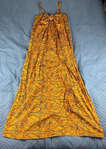 Vintage Black Point Hawaii Dress Womans Size 12 Maxi Long Tie Front Orange 70s - Picture 1 of 22
