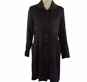 UBU Jacket Size S Black Shiny Long Sleeve Collar Pockets Buttons Lined - Picture 1 of 8